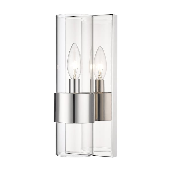 Z-Lite Lawson 1 Light Wall Sconce, Polished Nickel & Clear 343-1S-PN - main